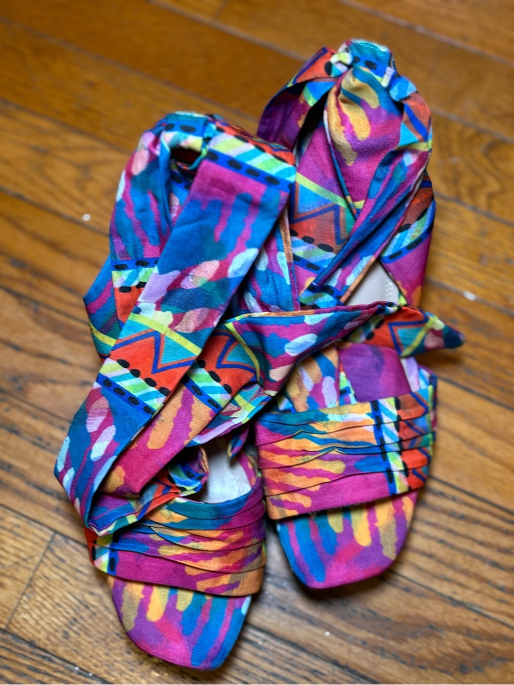 Impo Multicolor Wrap Sandals in Pink, Blue & Orange
